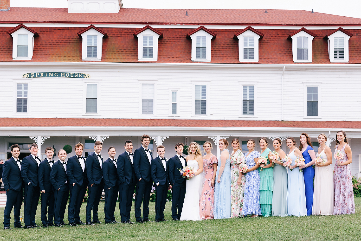 Bridal Party infront of the main building - Spring House Hotel
