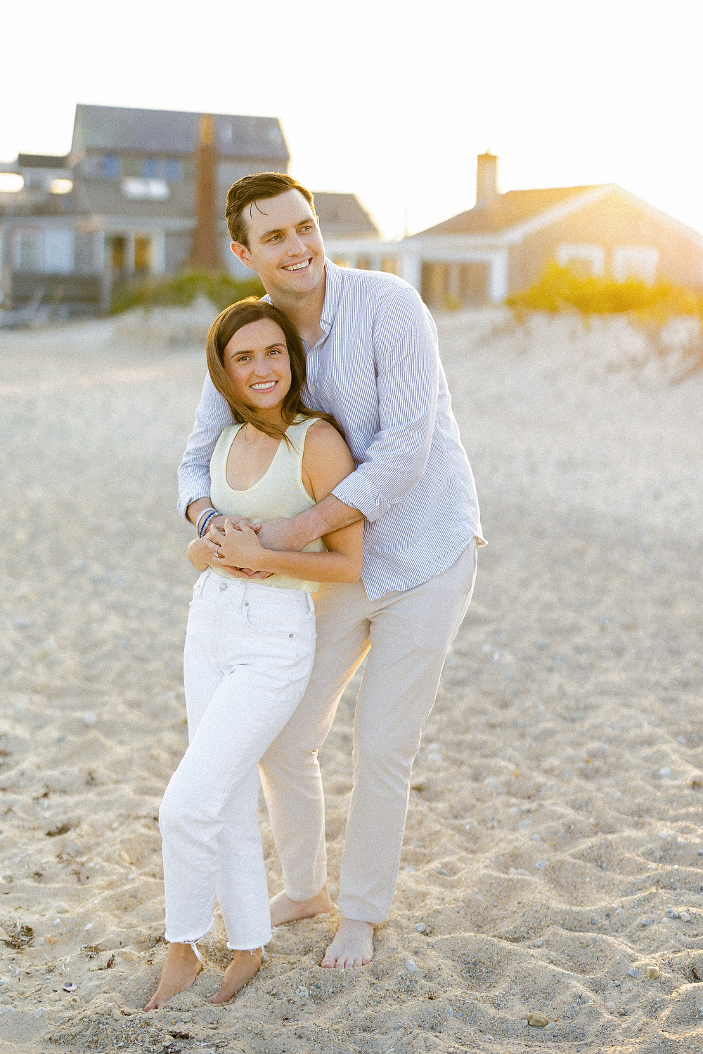 Falmouth private beach engagement photos on Cape Cod shoreline